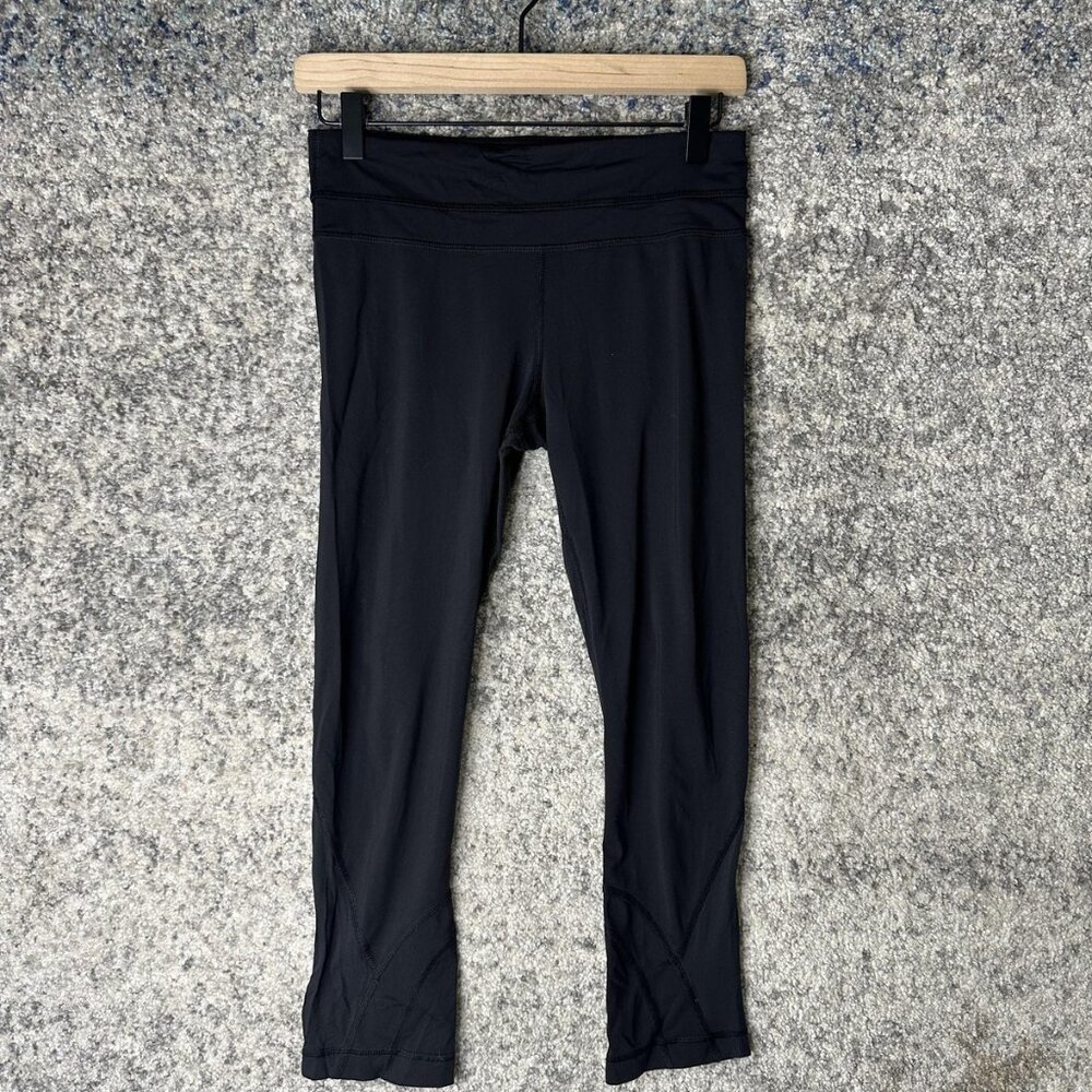 Lululemon Leggings Womens 4 Black Cropped Running Zip Pocket Athletic Gym‎